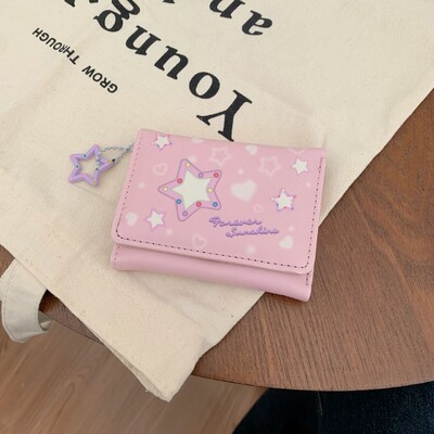 Xiuya Harajuku moodsad rahakotid naistele Uue trükiga Casual Pu-nahast armas rahakott Lühike Esteetiline päevakaart Naiste mündikott