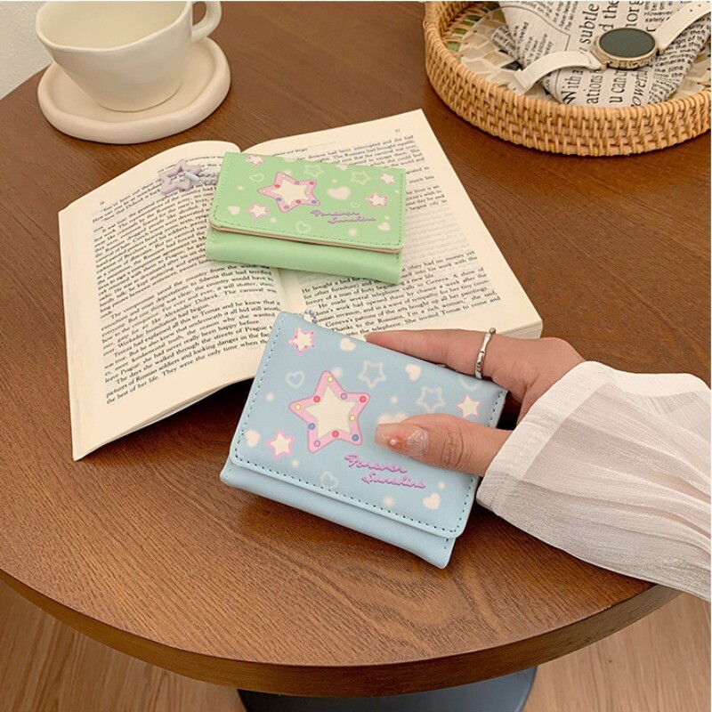 Xiuya Harajuku moodsad rahakotid naistele Uue trükiga Casual Pu-nahast armas rahakott Lühike Esteetiline päevakaart Naiste mündikott