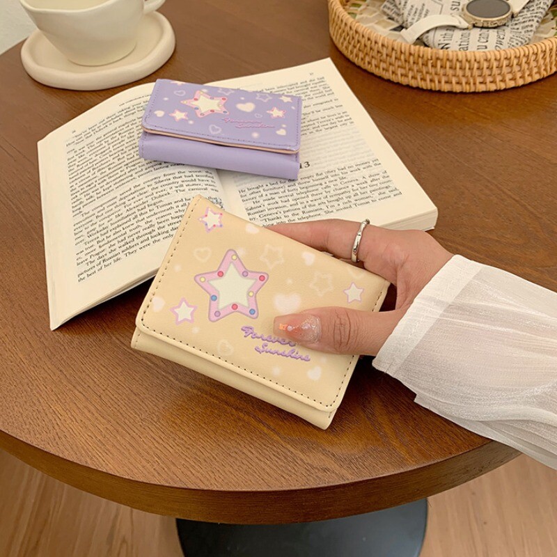 Xiuya Harajuku moodsad rahakotid naistele Uue trükiga Casual Pu-nahast armas rahakott Lühike Esteetiline päevakaart Naiste mündikott