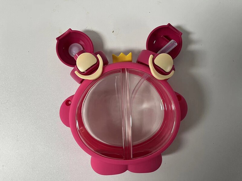 680 ml Armsad Loomalapsed Panda Konn Kahekordne joogiveepudel õlgedest Kaasaskantav õpilaspaar Plastikust tass Koolilaps