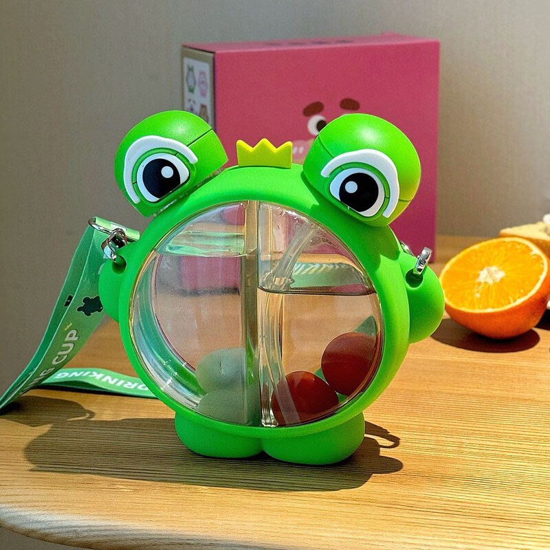 680 ml Armsad Loomalapsed Panda Konn Kahekordne joogiveepudel õlgedest Kaasaskantav õpilaspaar Plastikust tass Koolilaps