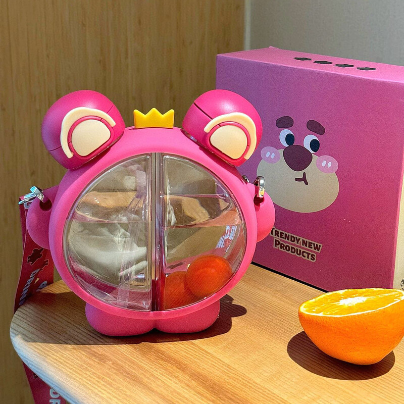 680 ml Armsad Loomalapsed Panda Konn Kahekordne joogiveepudel õlgedest Kaasaskantav õpilaspaar Plastikust tass Koolilaps