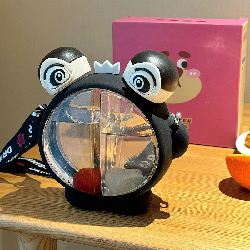 680 ml Armsad Loomalapsed Panda Konn Kahekordne joogiveepudel õlgedest Kaasaskantav õpilaspaar Plastikust tass Koolilaps