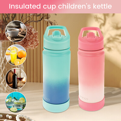 Kids Water Bottle with Straw Lid 500ml Insulated Water Bottle Leakproof Double Walled Vacuum Water Bottles for Kids School