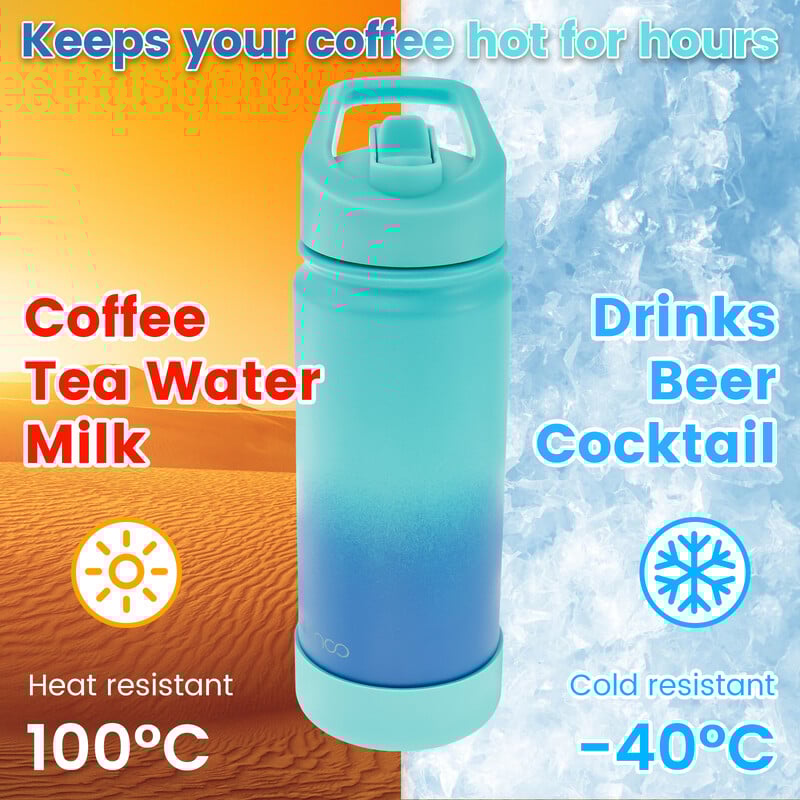 Laste veepudel õlgkaanega 500 ml isoleeritud veepudel Lekkekindel kahe seinaga vaakumveepudel lastekoolile