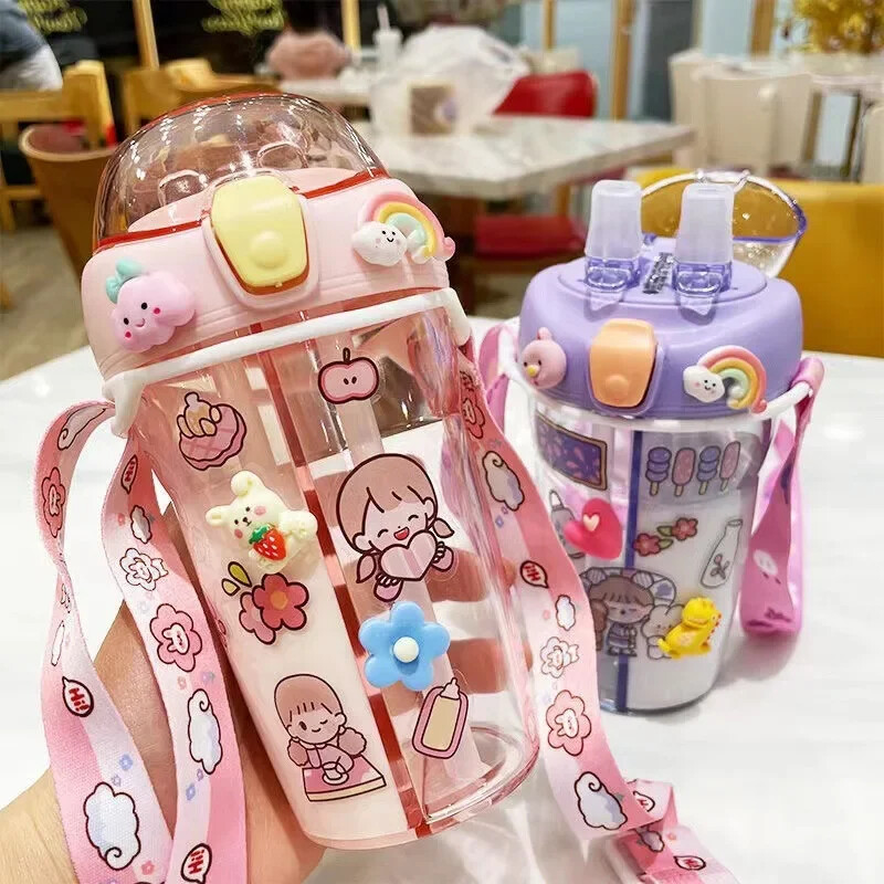 430 ml Armas laste topelt joogiveepudel, õlg, kaasaskantav pudel, õpilaspaar, plasttops, kingitus koolilastele