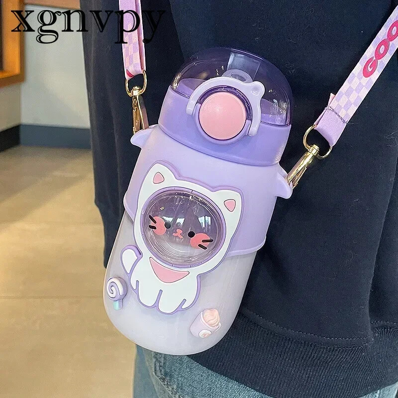 Dječja boca vode za školarce, djevojčice, šalica sa slamčicom, bez BPA, slatka šalica s crtanim filmom, nepropusna, 720 ml, prijenosna putna čaša za piće