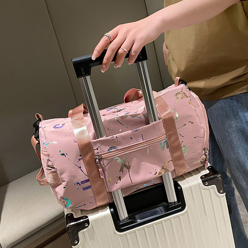 Trenažieru zāle Joga Sporta deju soma meitenei zēnam Grafiti burtu apdruka Ceļojumu Fitness Peldēšana Sausa Slapja Ūdensizturīga Crossbody Deffle Soma