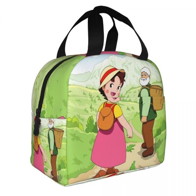 Alps Mountain Girl Happy Heidi Geantă de prânz termoizolată Cutie de prânz reutilizabilă pentru copii, școlari, copii, pungi de depozitare pentru alimente