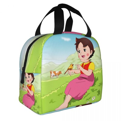 Alps Mountain Girl Happy Heidi Geantă de prânz termoizolată Cutie de prânz reutilizabilă pentru copii, școlari, copii, pungi de depozitare pentru alimente