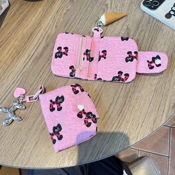 Πορτοφόλια BOMO Cute Cat Print Wallet για Γυναικεία Αισθητική Σχεδιαστής Κάρτα Πορτοφόλι Σύντομη έκδοση Μόδα Casual Τσάντες για γυναίκες Trend 2024