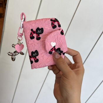 Πορτοφόλια BOMO Cute Cat Print Wallet για Γυναικεία Αισθητική Σχεδιαστής Κάρτα Πορτοφόλι Σύντομη έκδοση Μόδα Casual Τσάντες για γυναίκες Trend 2024