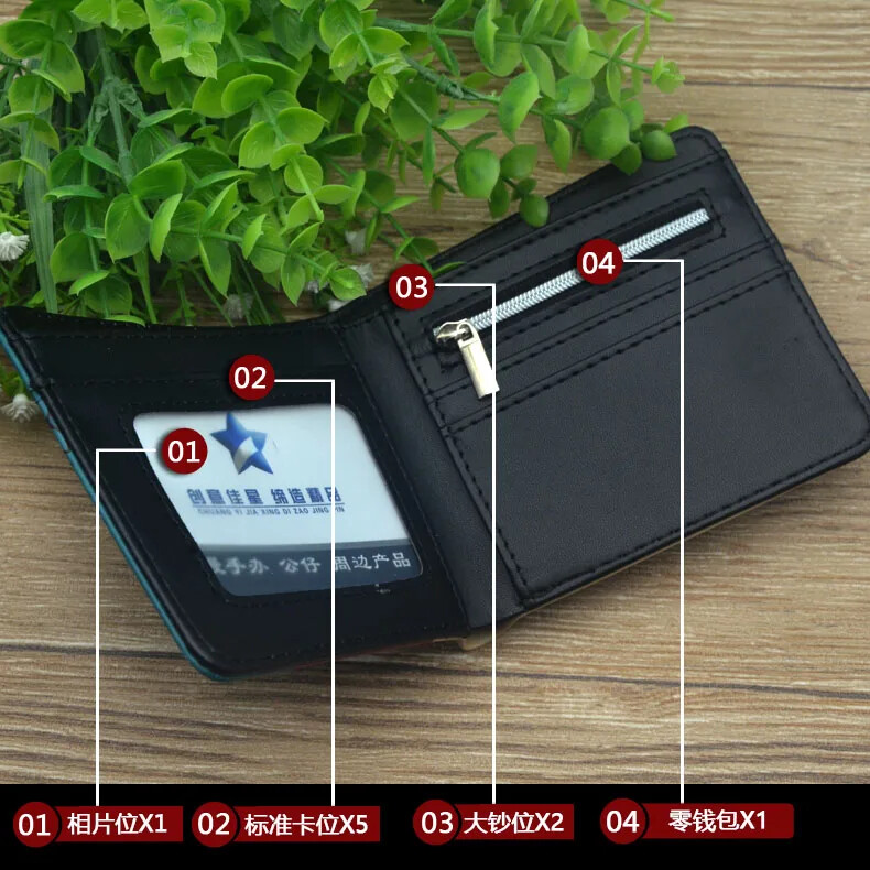 Anime Natsume Yuujinchou lühikese nupuga rahakott multifilmi kassiõpetaja PU-nahast tõmblukuga rahakott