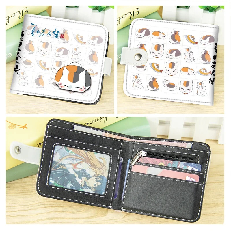 Anime Natsume Yuujinchou lühikese nupuga rahakott multifilmi kassiõpetaja PU-nahast tõmblukuga rahakott