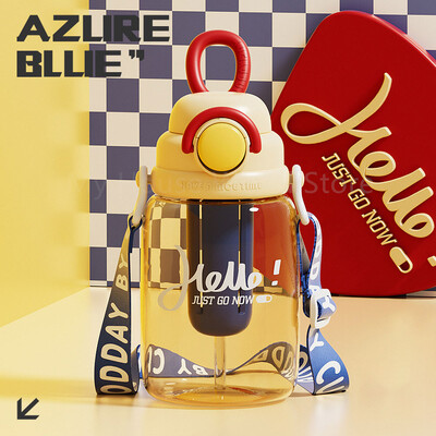 Παιδικό μπουκάλι νερού 950ml με άχυρο Φορητό μπουκάλι μεγάλης χωρητικότητας με αποθήκευση τσαγιού Πολύχρωμο φλιτζάνι νερού για παιδιά Σχολικά ταξίδια