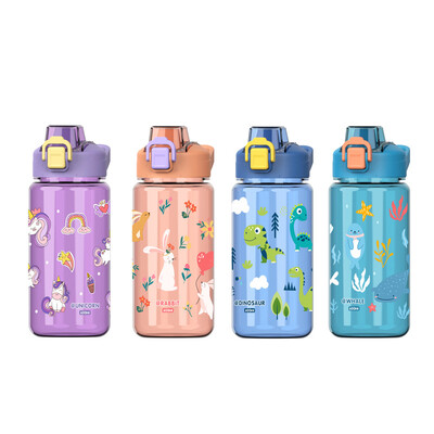 600ml Kids Sippy Cup Μπουκάλια Νερού Creative Cartoon Κανάτα Νερού Καλαμάκια και Καπάκια Φορητά στεγανά κύπελλα εξωτερικού χώρου για νήπια Κύπελλο νερού