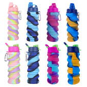 500 ML Фитнес Спорт Бутилка за вода Силиконова сгъваема чаша за пиене На открито Пътуване Катерене Велосипед Бутилка Камуфлаж Чайник