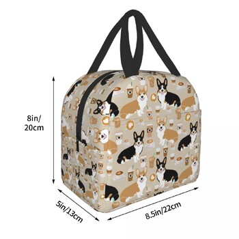 Coffee Welsh Corgis Dog Insulated Lunch Tote Bag for Women Resuable Cooler Thermal Bento Box for Kids School Children Box Lunch