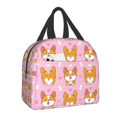 Kava Welsh Corgis pas izolirana torba za ručak za žene Hladnjak za ponovno korištenje Termalna kutija za bento za djecu Školsku djecu Kutija za ručak