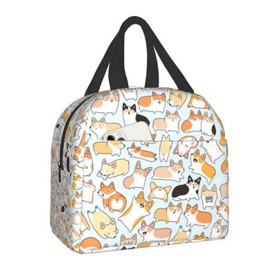 Kava Welsh Corgis pas izolirana torba za ručak za žene Hladnjak za ponovno korištenje Termalna kutija za bento za djecu Školsku djecu Kutija za ručak