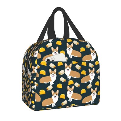 Kava Welsh Corgis pas izolirana torba za ručak za žene Hladnjak za ponovno korištenje Termalna kutija za bento za djecu Školsku djecu Kutija za ručak
