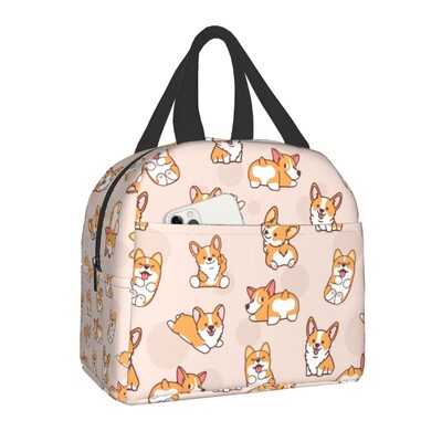 Kava Welsh Corgis pas izolirana torba za ručak za žene Hladnjak za ponovno korištenje Termalna kutija za bento za djecu Školsku djecu Kutija za ručak