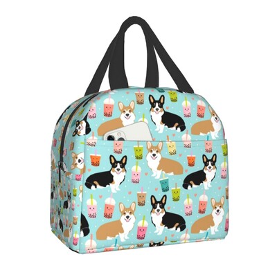 Kava Welsh Corgis pas izolirana torba za ručak za žene Hladnjak za ponovno korištenje Termalna kutija za bento za djecu Školsku djecu Kutija za ručak