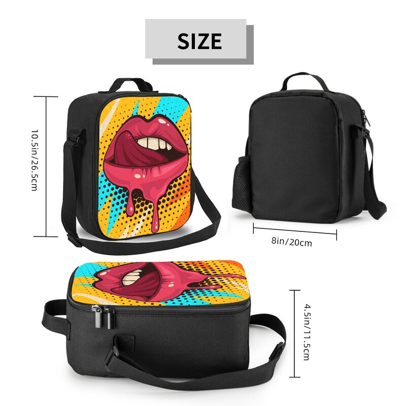 Dulce Sexy Pop Art Lips Geantă de prânz termoizolantă pentru femei Geantă termică Bento Box Copii Școlari