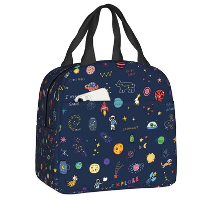 Space Rocket Planet isoleeritud söögikott koolipikniku jaoks, astronauti kosmoselaev
