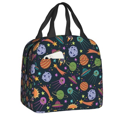 Space Rocket Planet isoleeritud söögikott koolipikniku jaoks, astronauti kosmoselaev