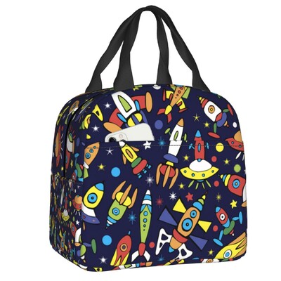 Space Rocket Planet isoleeritud söögikott koolipikniku jaoks, astronauti kosmoselaev