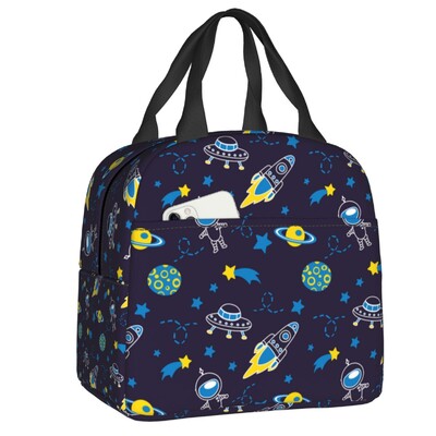 Space Rocket Planet isoleeritud söögikott koolipikniku jaoks, astronauti kosmoselaev
