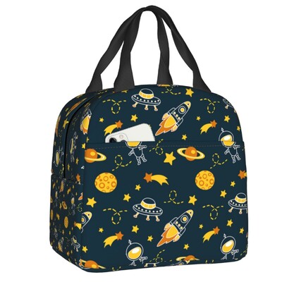 Space Rocket Planet isoleeritud söögikott koolipikniku jaoks, astronauti kosmoselaev