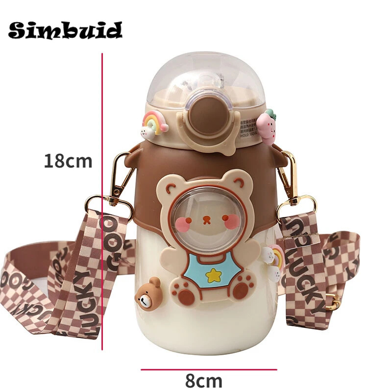 700 ml laste veepudel Kawaii plasttass kaane ja õlgedega armas multifilmiklaas koolitüdrukutele, kaasaskantavad lekkekindlad jooginõud