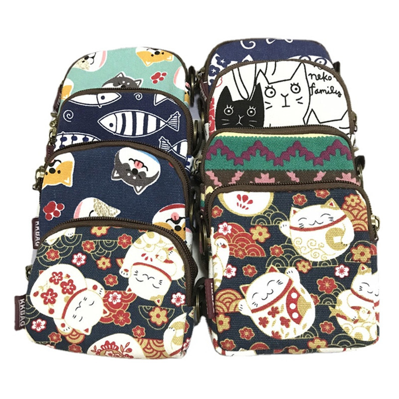 2024 Retro Mini torbica Kratki novčanik Ženske torbice za novčiće Studentska moda Platnena torbica s patentnim zatvaračem Mala torbica za djevojčice Novčanici s ključevima iz crtića Slatke torbe