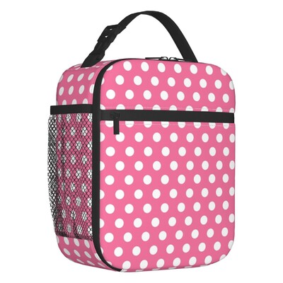 Κίτρινο και ροζ πουά μονωμένο τσαντάκι μεσημεριανού γεύματος για γυναίκες στεγανό ψυγείο θερμικό Bento Box Παιδιά σχολικής ηλικίας