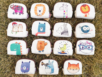 Portofel scurt drăguț pentru femei, vintage din pânză, cu monedă, cu cochilii