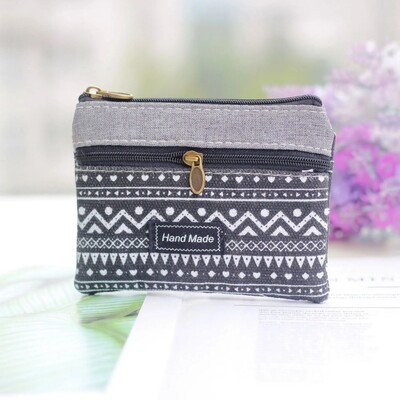 Модна цветна многопластова памучна материя Портмоне за монети Дамски портфейл за карти Малка чанта за дребни пари Ретро платнени дамски ръчни портмонета Чанта Нова