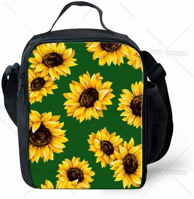 Päevalillesinine isoleeritud söögikott lastele poistele, tüdrukutele, reguleeritavad ja eemaldatavad lõunasöögikarbi kotikomplektid Tipe reisikooli jaoks