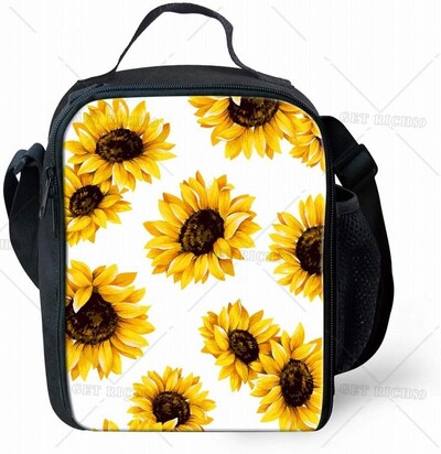 Päevalillesinine isoleeritud söögikott lastele poistele, tüdrukutele, reguleeritavad ja eemaldatavad lõunasöögikarbi kotikomplektid Tipe reisikooli jaoks