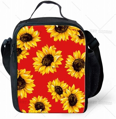 Päevalillesinine isoleeritud söögikott lastele poistele, tüdrukutele, reguleeritavad ja eemaldatavad lõunasöögikarbi kotikomplektid Tipe reisikooli jaoks