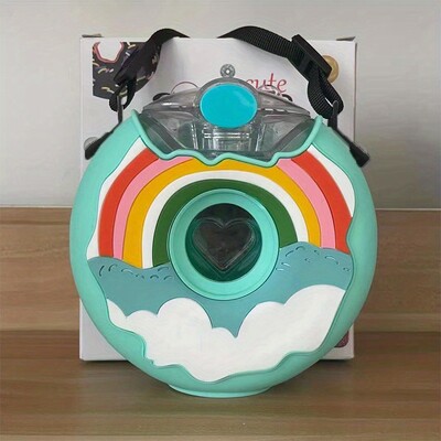 Sportska boca za vodu u obliku krafne od 13 oz, nepropustna, nepropusna, slatka plastična boca za vodu na otvorenom, bez BPA, s podesivom slamčicom za remenje