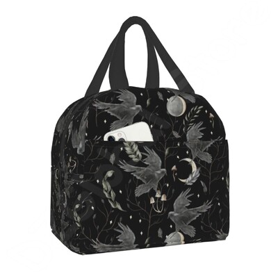 Geantă de prânz termoizolantă cu model de vrăjitoare cu ierburi, pentru biroul școlii, Halloween, pisica, craniu, răcitor etanș, cutie termică Bento, femei, copii