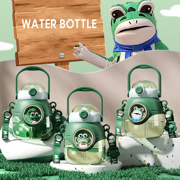 Kawaii Frog Belly Drinkware 1100 ml Чаша за вода Лятна сладка анимационна чаша със слама Преносима чаша за пиене с голям капацитет Детска бутилка за вода