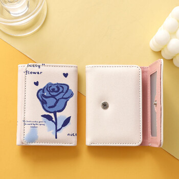 Xiuya Κομψά ροζ πορτοφόλια για γυναίκες Cute Pu Leather Blue Fashion Casual Card Wallet Harajuku Γυναικεία αισθητική νέα όμορφα πορτοφόλια