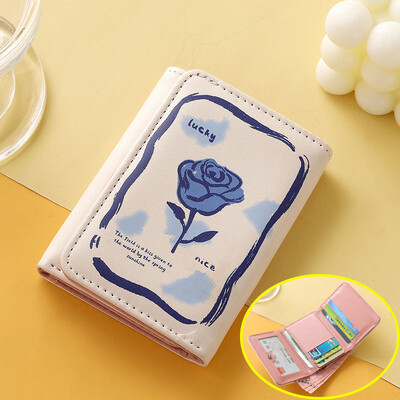 Xiuya Elegantni novčanici s ružama za žene, slatki plavi modni ležerni novčanik s karticama od pu kože Harajuku ženske estetske nove lijepe torbice