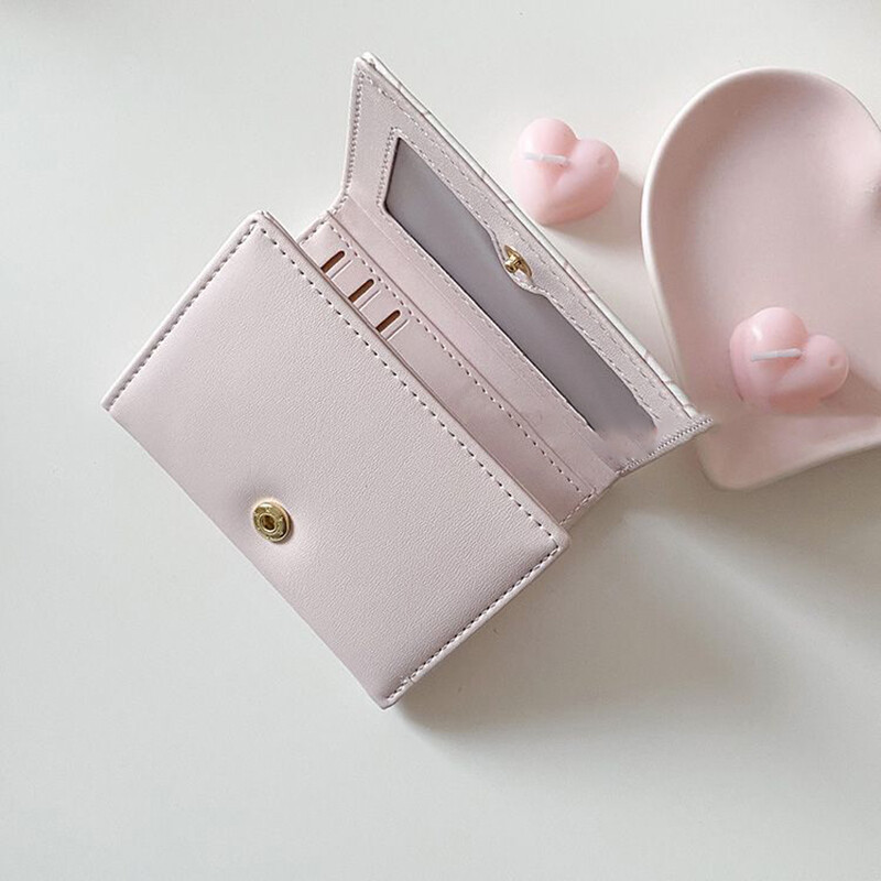 Drăguț portofel scurt pentru femei Poșetă pentru cărți PU fete studenți buzunar cu fermoar geantă pentru chei geanta de mână cu desene animate Suport carduri