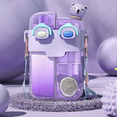 Kaasaskantav veekeetja õlgedest multifilmi plasttopsiga vahekihiga, suure mahutavusega veepudel lastele suvine 530/780 ml