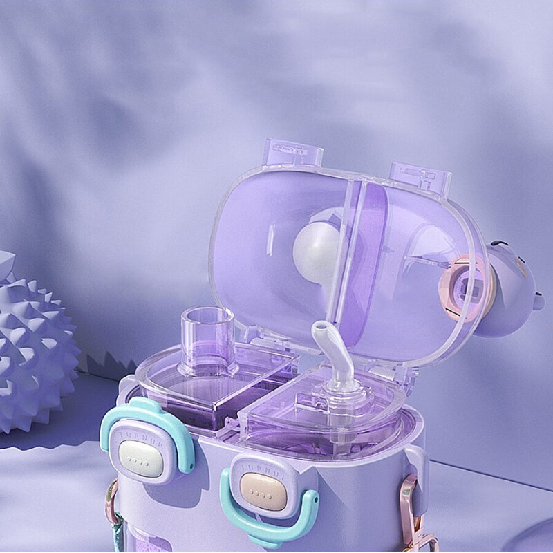 Kaasaskantav veekeetja õlgedest multifilmi plasttopsiga vahekihiga, suure mahutavusega veepudel lastele suvine 530/780 ml