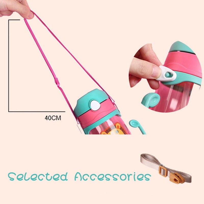 Ново пристигане Детски анимационни бутилки за вода за пиене Без BPA Пластмасова слама Детска бутилка Детски чайник Преносима спортна бутилка